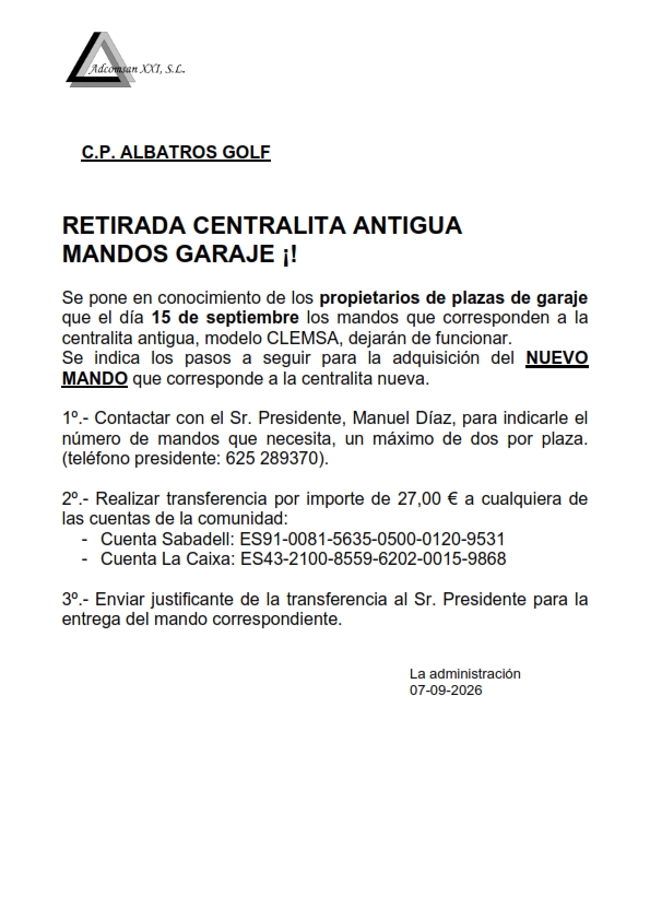 Retirada centralita antigua de mandos del garaje